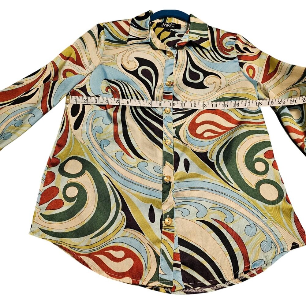 Jeff Gallano Paris Multicolor Abstract Button-Up Blouse - Picture 7 of 9